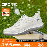 ZERO 零度Zero男鞋2024春夏新款真皮透氣日常百搭舒適輕便黑色運動休閑鞋子 白色