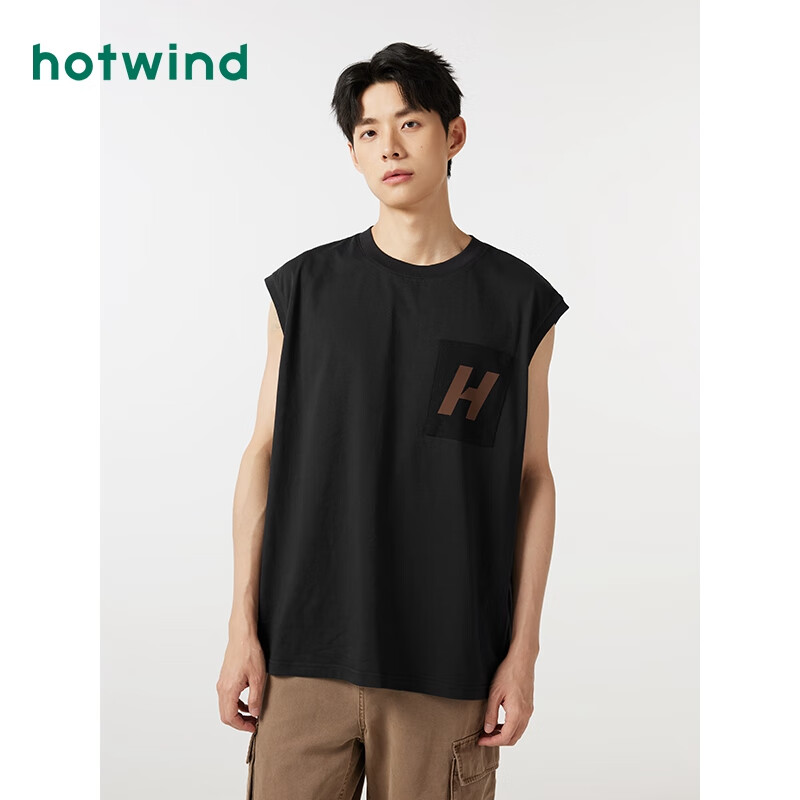 热风（Hotwind）背心男2024年夏季男士口袋休闲宽松舒适 01黑色 XL