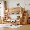 LINSY 林氏家居 原木風高低雙層床實木框小戶型兒童木床 高低床（無床墊） 1.2*1.9m