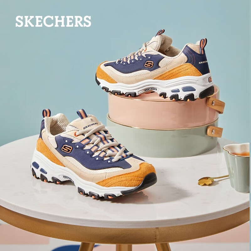 斯凯奇（Skechers）奶茶熊休闲运动鞋女跑步鞋子女厚底增高13167 焦糖栗子/TNV 37.5