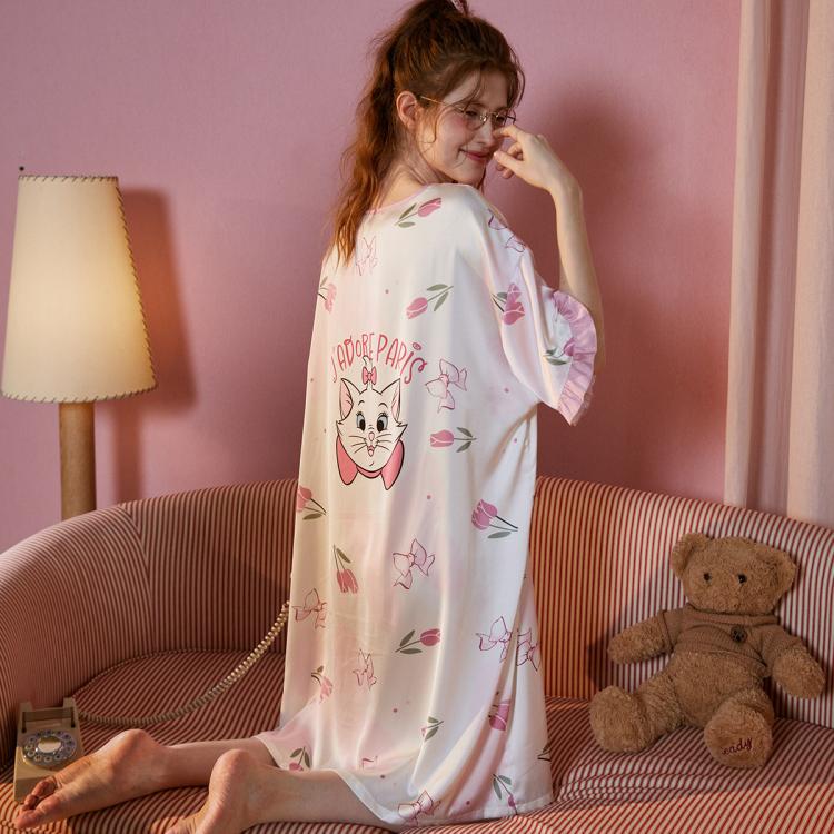 【玛丽猫系列】女士睡衣女睡裙夏季冰丝质感丝滑女家居睡裙可外穿
