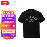 TOMMY HILFIGER 湯米希爾費格（Tommy Hilfiger）百搭休閑時尚短袖T恤09T4275 黑色 L