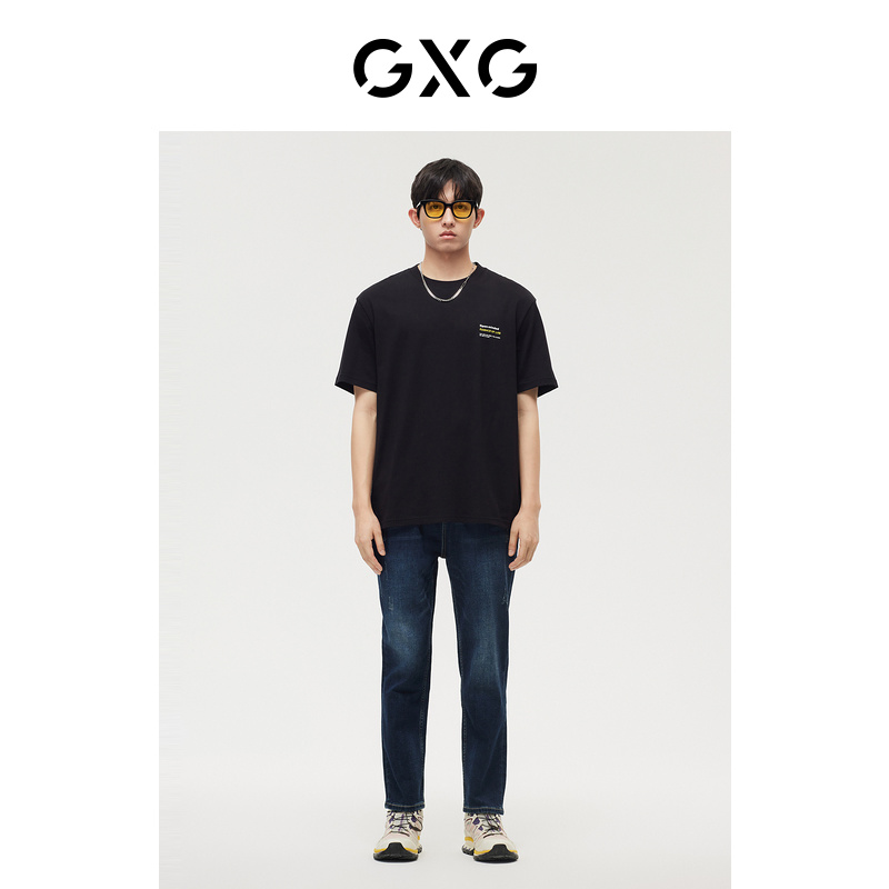 GXG男装 极简系列宽松锥型牛仔裤 2022年冬季