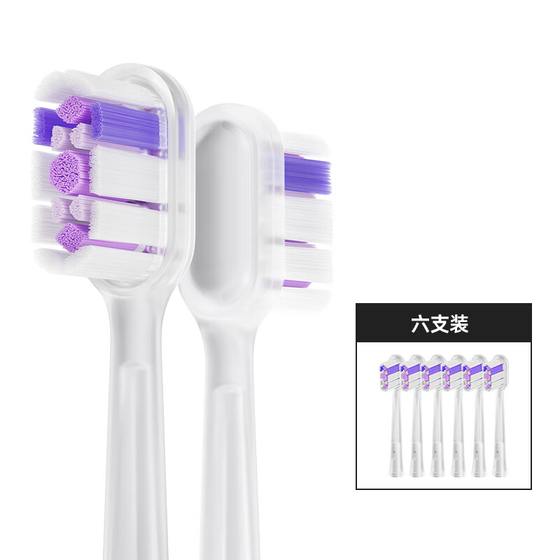 laifen扫振电动牙刷刷头 缓震透明款 光感亮白 6支
