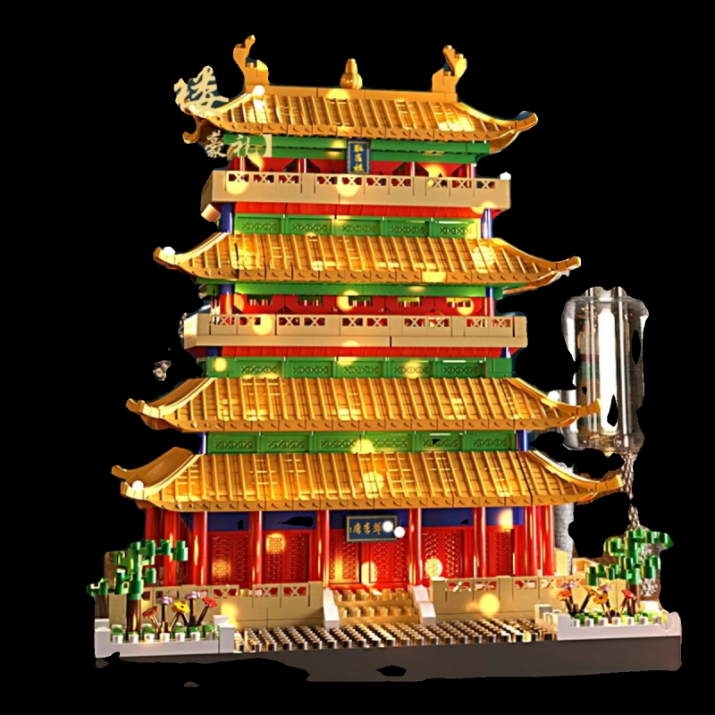 黄鹤楼积木中国风建筑成人高难度10000粒8岁以上男孩益智拼装玩具