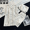 寶娜斯居家 寶娜斯（BONAS）夏天薄款家居服冰絲三件套 白月光 4碼