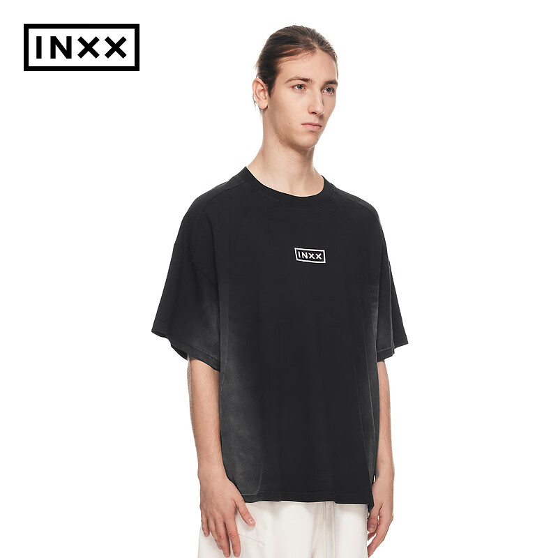 英克斯（inxx）时尚潮牌夏复古做旧短袖休闲宽松T恤XXE2010222 黑色 XS