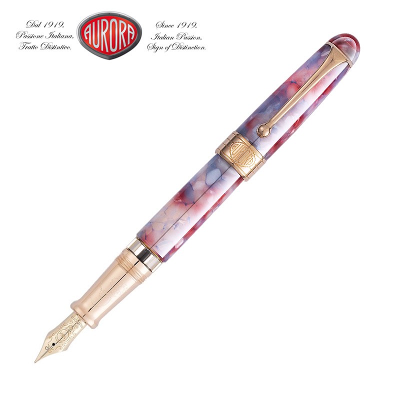 意大利Aurora/奥罗拉钢笔FUJI ZAKURA富士樱18K金88系列限量588富士山樱花红锦鲤高端礼盒装