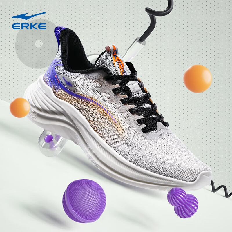 鸿星尔克（ERKE）闪电2.0跑步鞋男鞋春夏款耐磨舒适软底网面运动鞋 铅笔灰/竞技橙 39