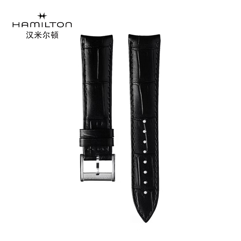 汉米尔顿（Hamilton）汉米尔顿腕表表带 黑色牛皮表带黑缝线20mm