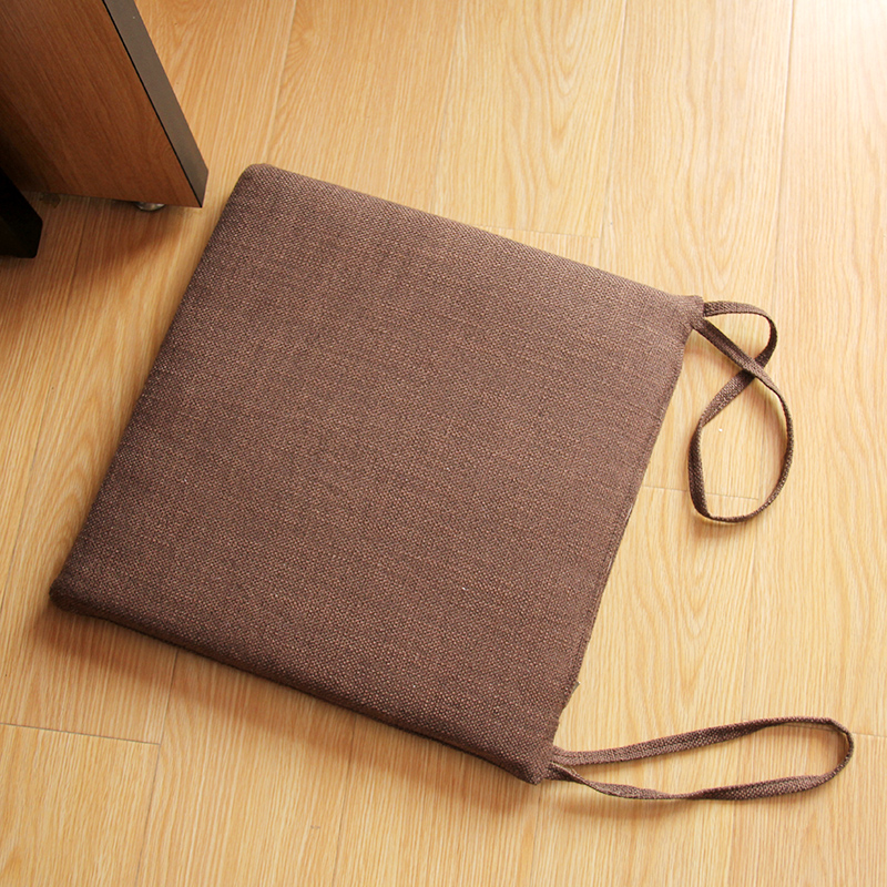 日式亚麻坐垫椅垫方形坐垫蒲团加厚榻榻米飘窗福字咖啡坐垫 全咖啡可拆 40X40cm(厚4厘米)