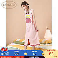 GUKOO 果殼 睡衣女夏季海綿寶寶系列粉色無袖舒適連體睡衣 38.6r