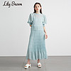 Lily Brown 春夏  甜美高腰修身格紋魚尾百褶裙LWFS212065
