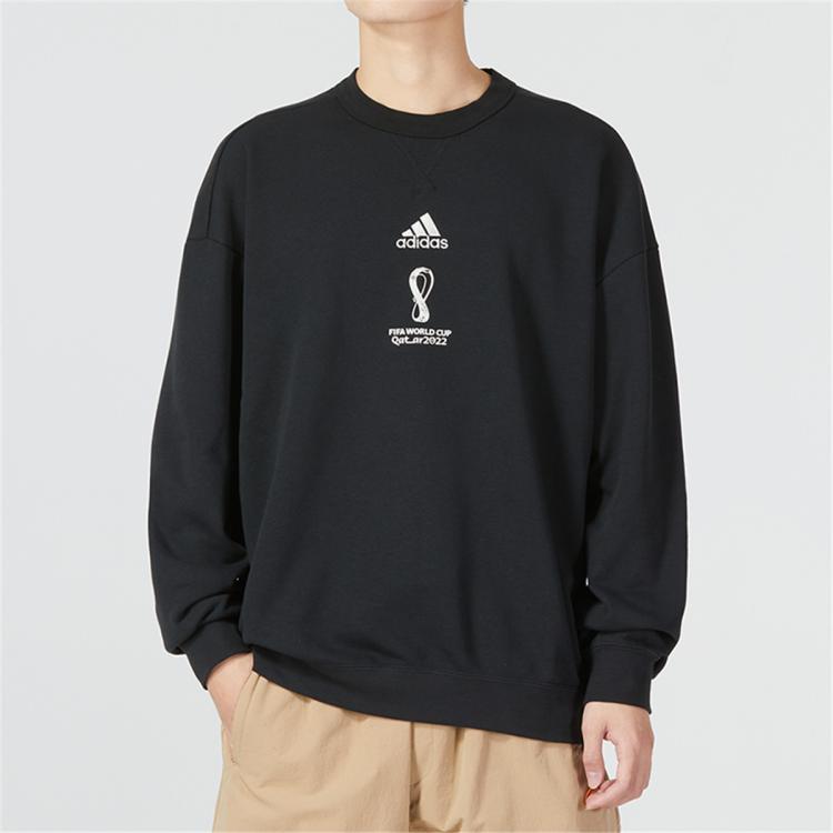 阿迪达斯 adidas户外圆领卫衣男装上衣宽松运动休闲足球时尚针织套头衫