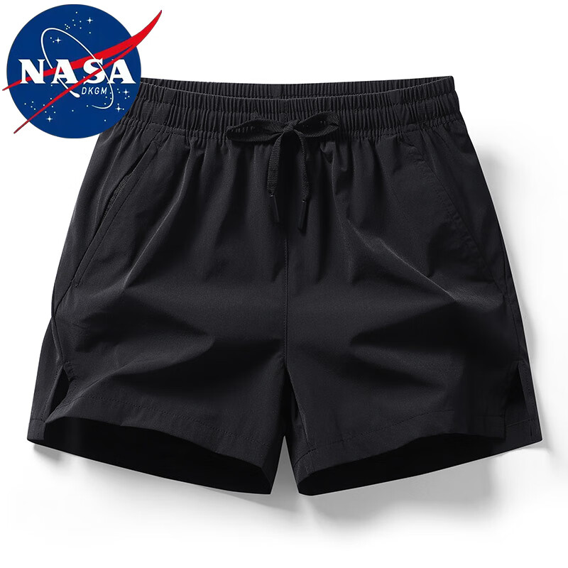 NASADKGM短裤男夏季速干冰丝三分裤男士宽松跑步训练裤沙滩裤 6030黑色 XL（125斤-140斤）