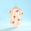 MUMUWU 木木屋 嬰兒連體衣夏季男寶女寶短袖純棉三角包屁衣米色熊熊 80cm