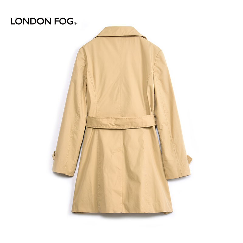 伦敦雾女装翻领双排扣风衣外套春季棉质休闲中长款风衣大衣女