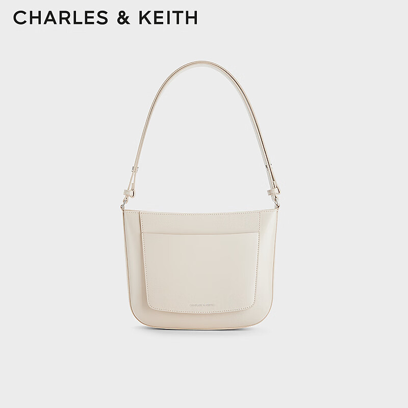 CHARLES&KEITH24夏纯色宽肩带腋下包单肩斜跨简约小方包女包CK2-20671657