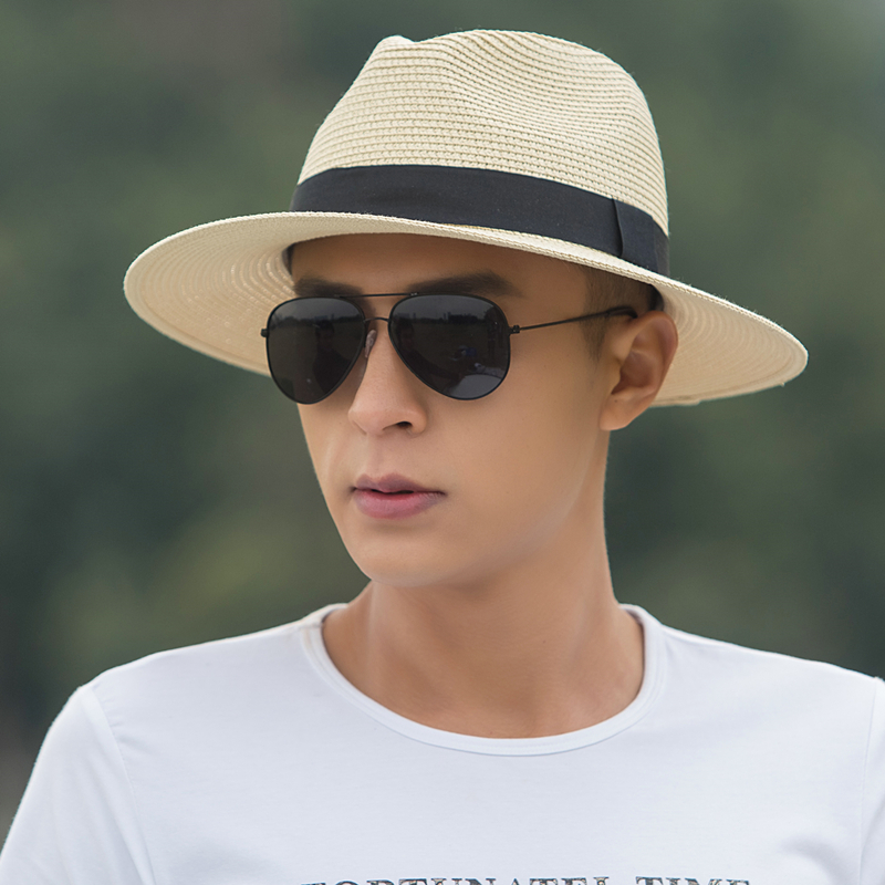 BILLSURF 遮阳帽子男夏天草帽韩版牛仔帽礼帽男士太阳帽防紫外线沙滩帽防晒草编透气凉帽