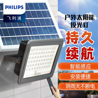 飞利浦（PHILIPS） LED太阳能灯充电户外灯庭院灯外围墙道路照明家用超亮投光防水 太阳能投光灯  10W 白光/6500K