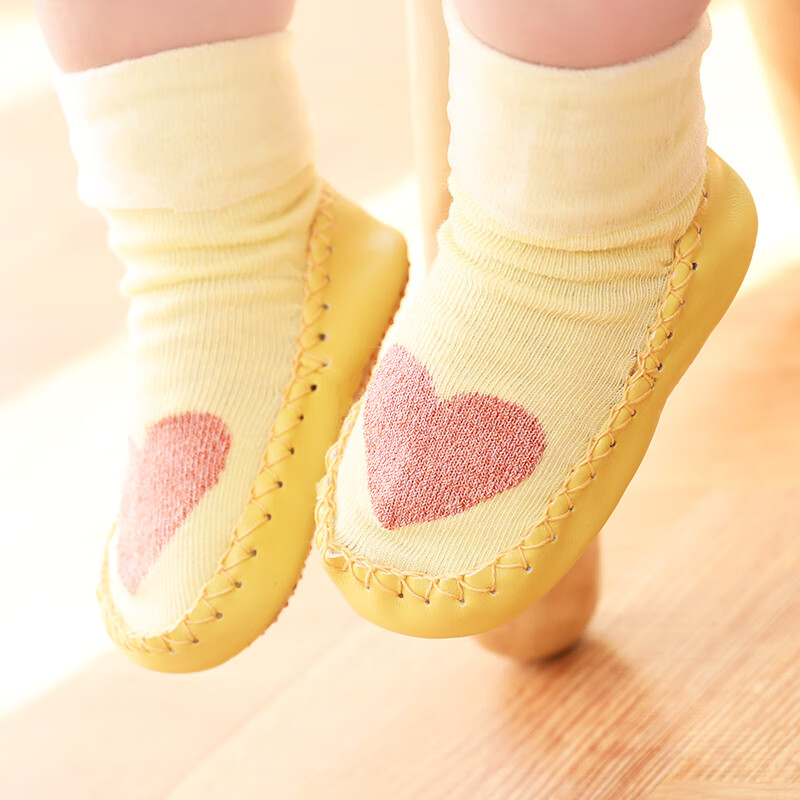 馨颂婴儿学步鞋地板袜夏季网眼宝宝袜子儿童防滑 明黄 18-24个月 18-24个月【脚长14-16cm】