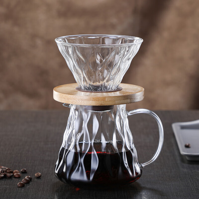 GOK魔花咖啡壶玻璃分享壶咖啡壶套装V60咖啡滤杯手冲壶户外咖啡器具 魔花壶透明色套装