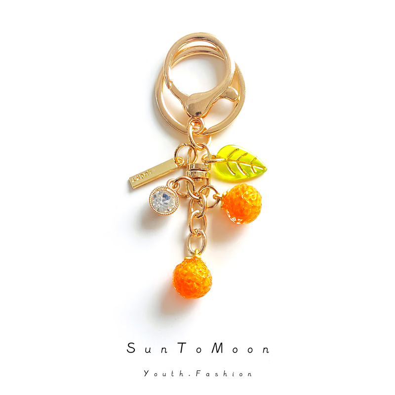 SunToMoon原创手作心想事橙钥匙扣精致柠檬包包AirPods小挂件创意 橙子-钥匙扣