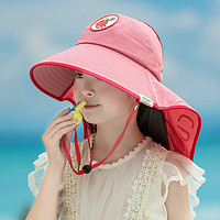 亨凯利儿童防晒帽防紫外线宝宝太阳帽男童女童夏沙滩帽子大帽檐苹果红
