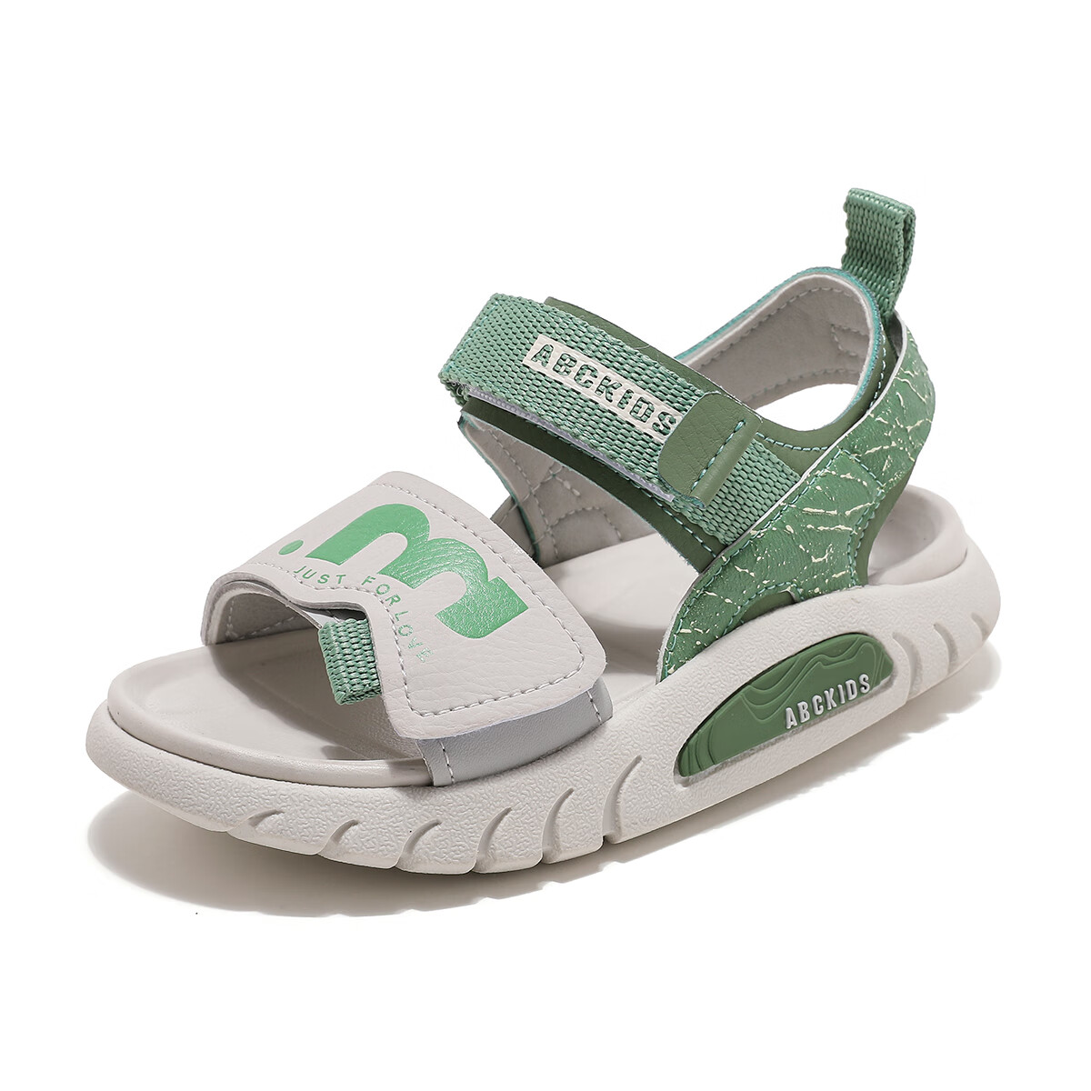 ABC KIDS童鞋夏季轻便舒适透气休闲百搭儿童运动凉鞋 白绿色 28码 内长约17.5cm