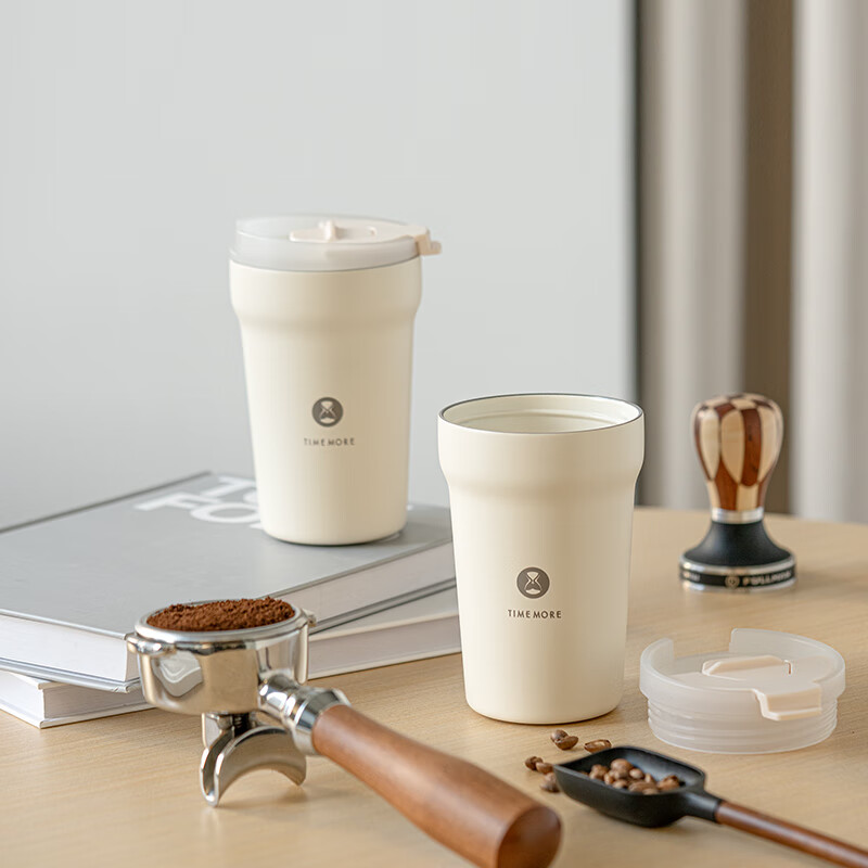 泰摩不锈钢咖啡随行杯双层水杯挂耳杯 便携陶瓷内胆咖啡杯