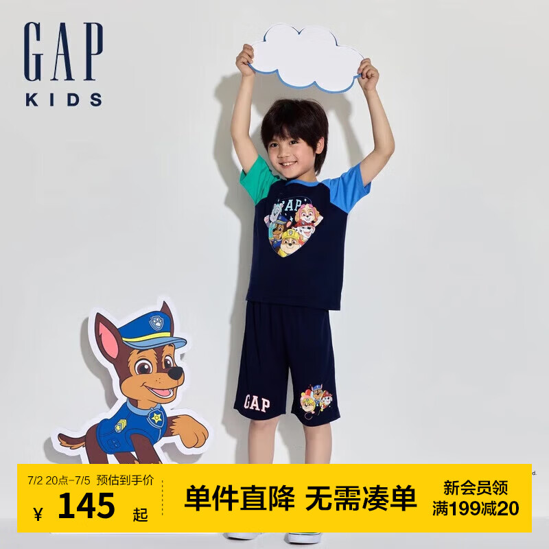GAP【汪汪队联名】男童夏季T恤儿童装上衣510050 海军蓝 110cm(4-5岁) 亚洲尺码