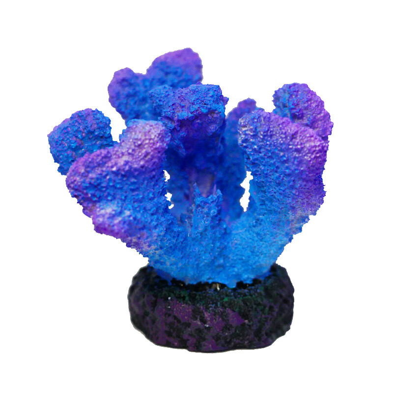 仿真蓝色珊瑚硬骨珊瑚树脂造景海水水族箱鱼缸造景摆件月光水母假SPS珊瑚 蓝色珊瑚-小号