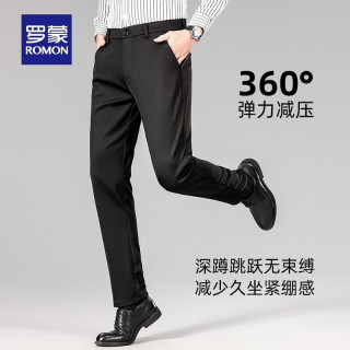 罗蒙 免烫四面弹休闲裤男 7K035819H 黑色 春秋款 34