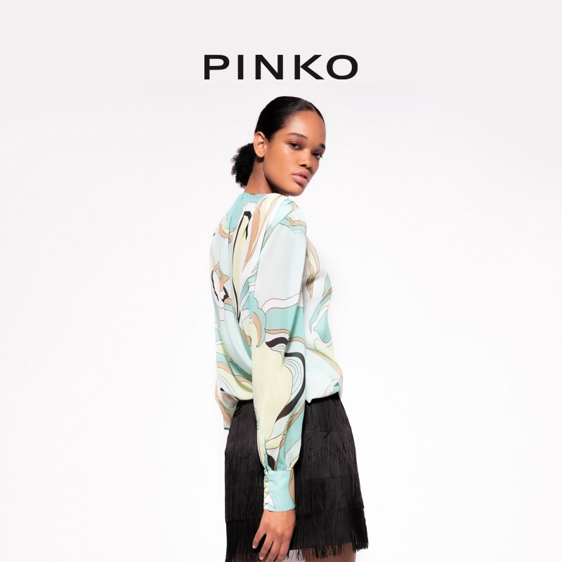 【年中特惠】PINKO 印花轻薄长袖衬衫100399A0H9