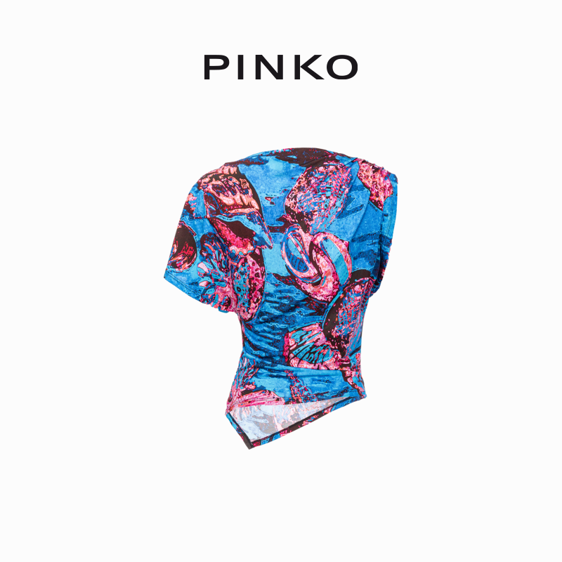 【季末精选】PINKO 2024春夏印花不规则单袖T恤103196A1PC