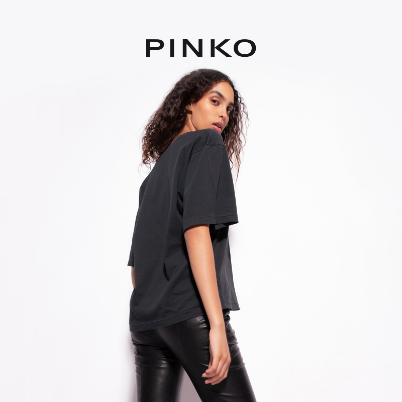 【年中特惠】PINKO 复古棉质印花V领宽松T恤100616A0MO