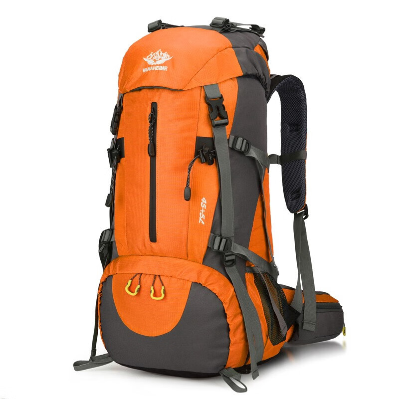 阔动背包男士双肩包户外登山包男60L大容量徒步旅游背包多功能运动包 橙色 60L