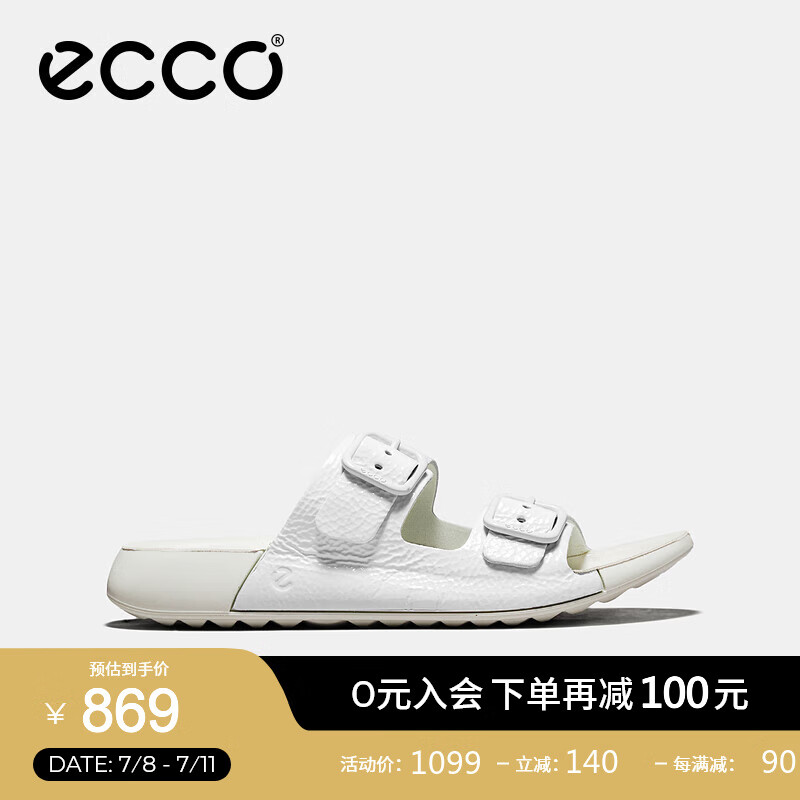 爱步（ECCO）拖鞋女 夏季凉拖鞋搭扣设计外穿时尚勃肯鞋 科摩206833 亮白色20683304002 36