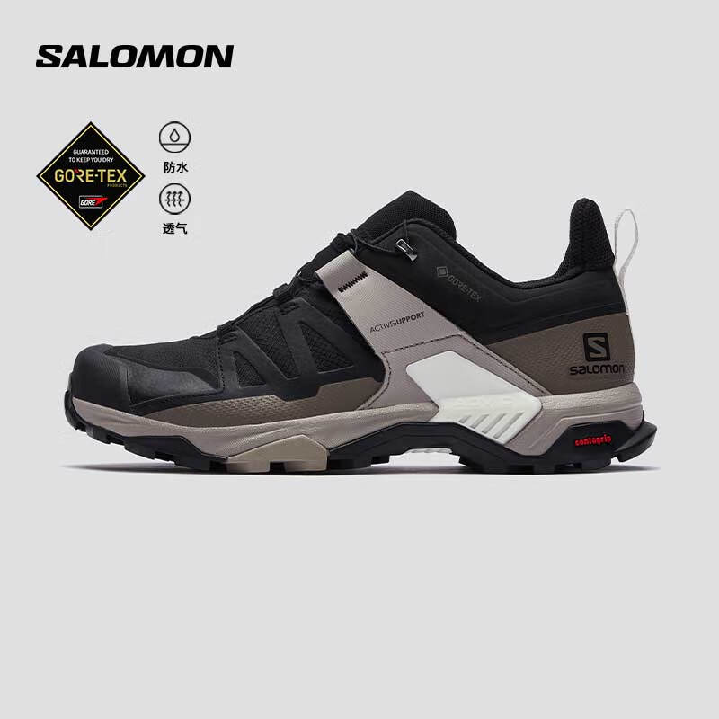萨洛蒙（Salomon）男款 户外运动防水透气舒适稳定包裹防护徒步鞋 X ULTRA 4 GTX 黑色 412881 7 (40 2/3)