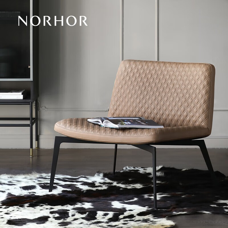 NORHOR北欧表情/中古复古风头层牛皮/SERENE全真皮单人沙发椅2色 0.75m 奶咖色 
