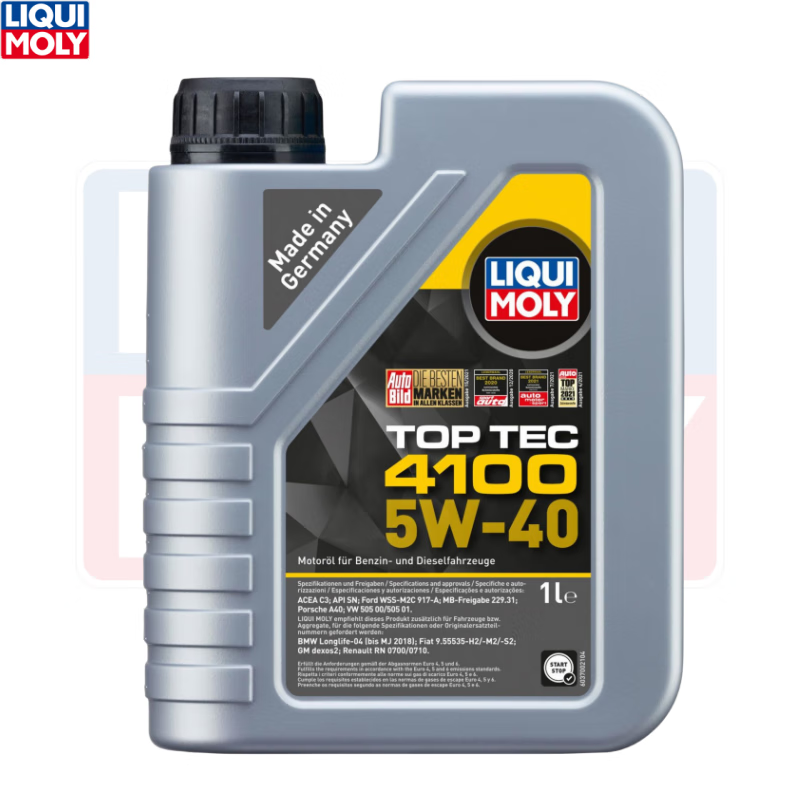 力魔（LIQUI MOLY）德国全合成机油 发动机润滑油  低灰分国六标准汽机油 顶技4100 5W40 C3/SN 1L