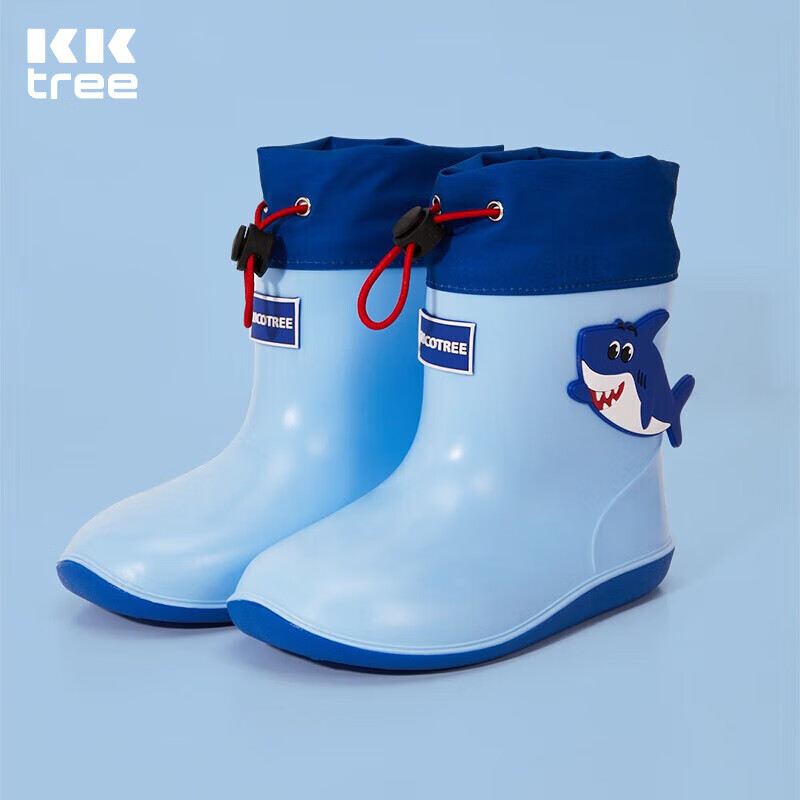 kocotreekk树儿童雨鞋防水立体男童女童宝宝雨靴束口卡通鞋 新海底两万里-鲨鱼 26