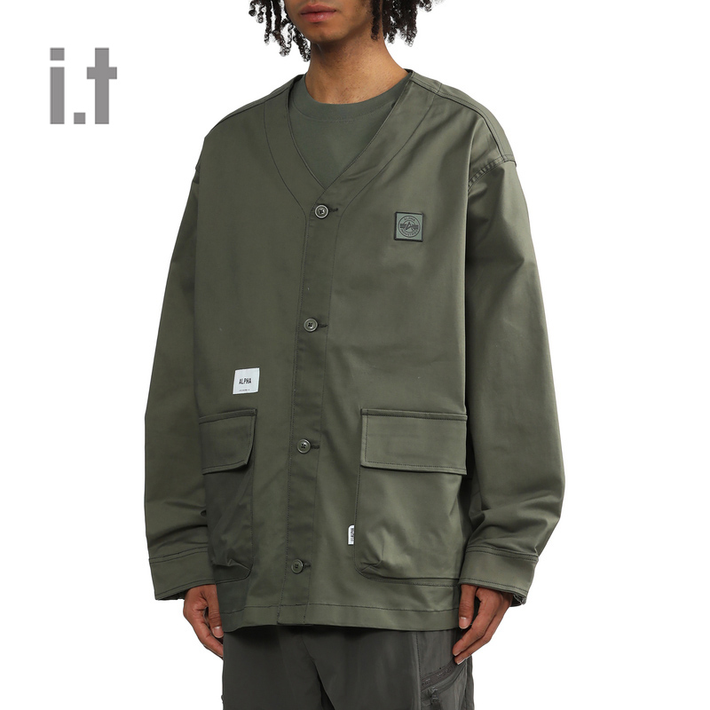 it Alpha Industries男装无领长袖衬衫2024春夏潮流型格1054L