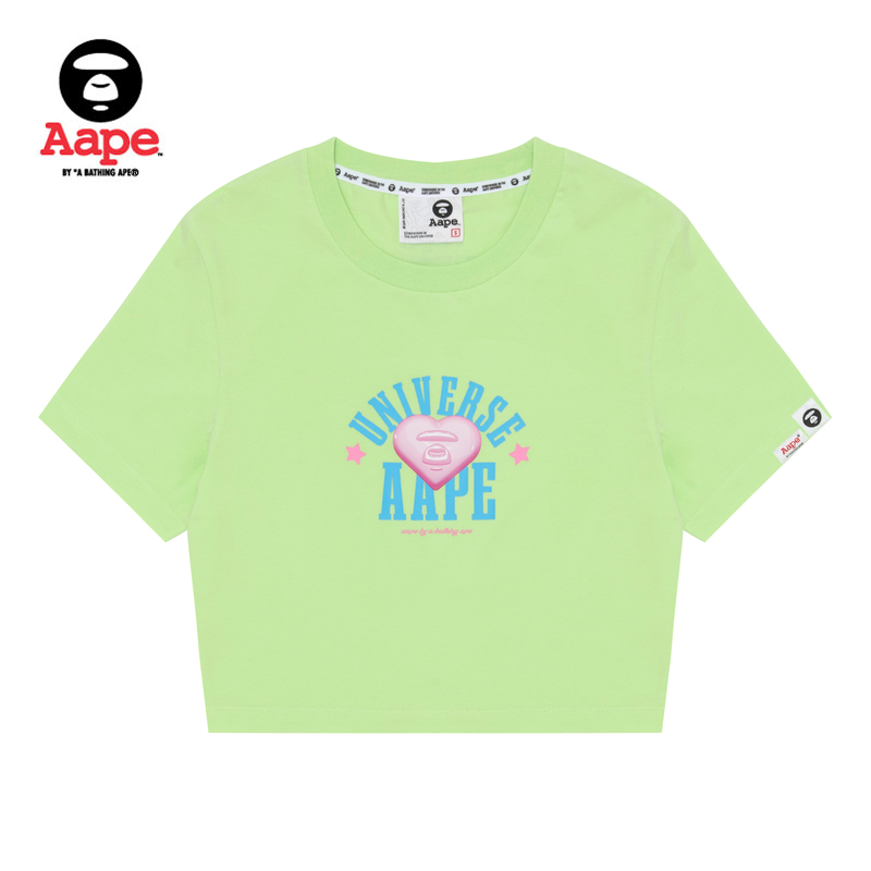 Aape女装春夏爱心字母印花修身短款短袖T恤1308XXK