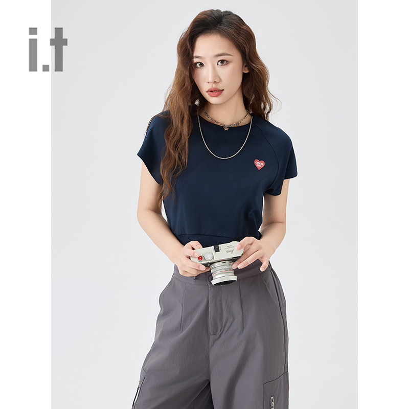 it :CHOCOOLATE女装短款短袖T恤2024夏季青春活力上衣001080