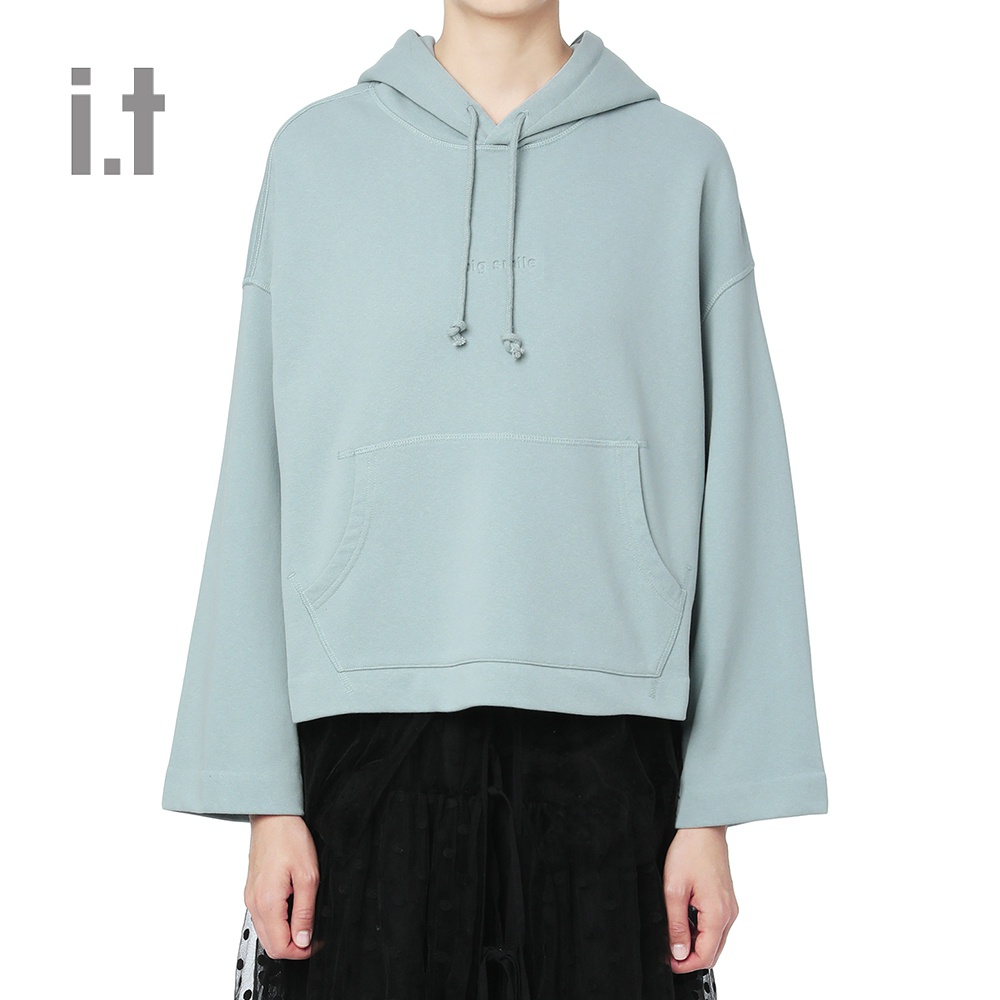 it b+ab女装连帽卫衣春季休闲宽松字母压印鼠袋0504IE