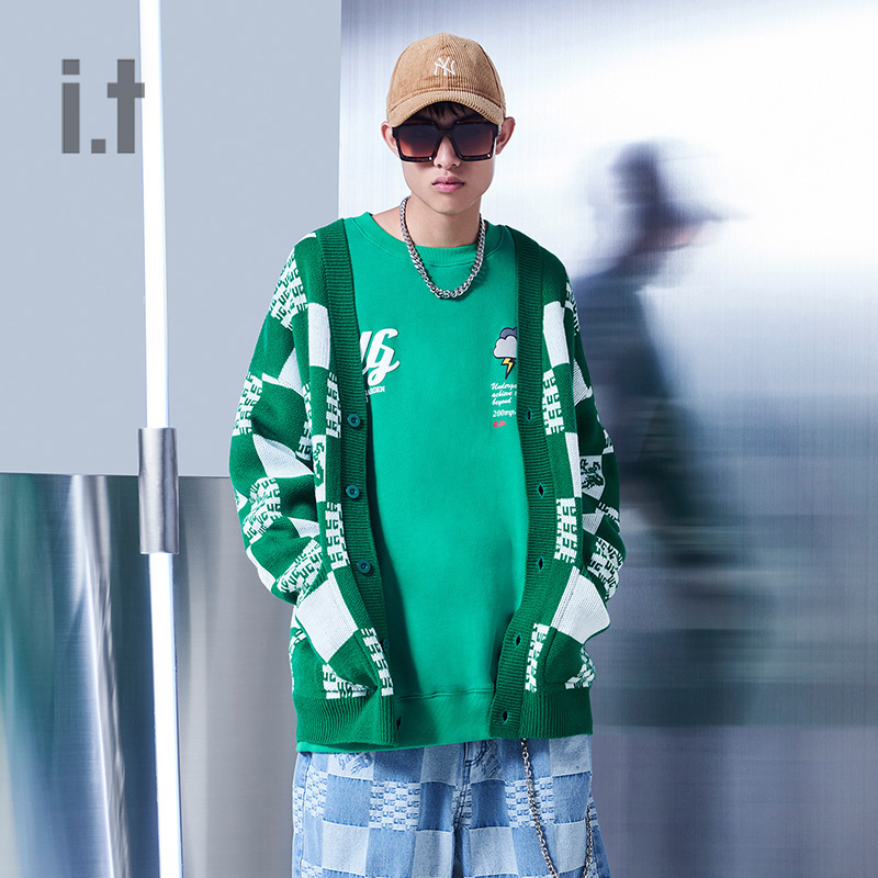 it UNDERGARDEN男装针织开衫秋冬时尚撞色格纹外套00277X