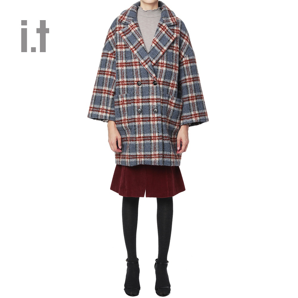 it b+ab女装毛呢外套冬季时尚气质格纹西装版型1110ID