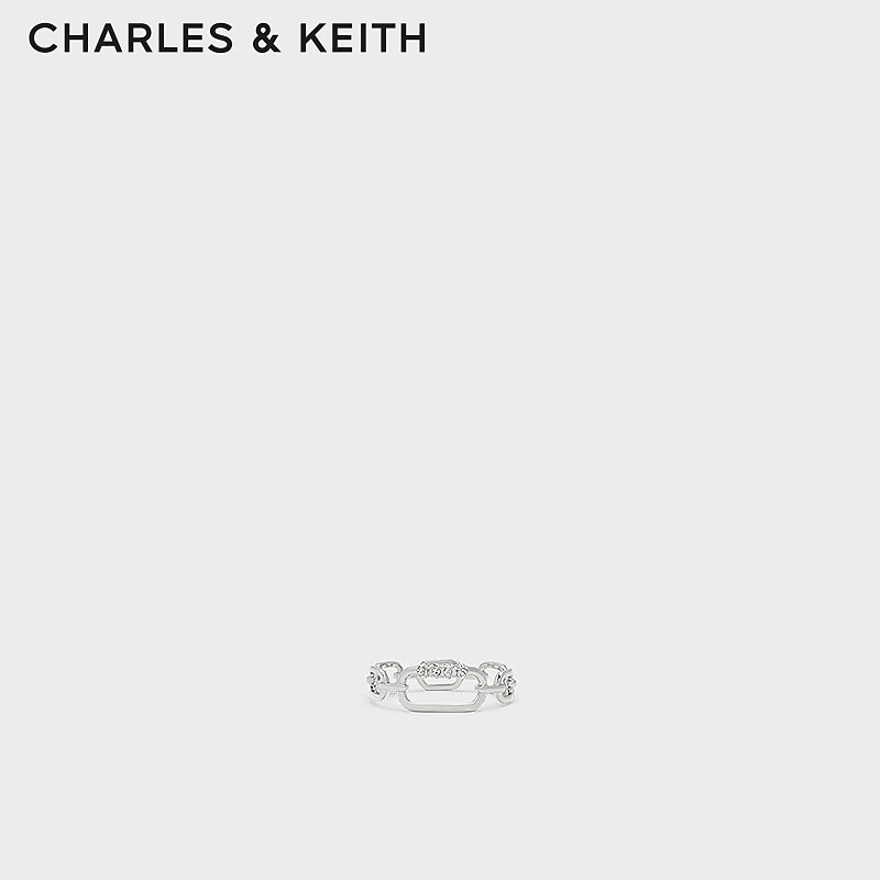 CHARLES&KEITH24夏新品银河星语镶钻镂空链环戒指女CK5-32120395  M