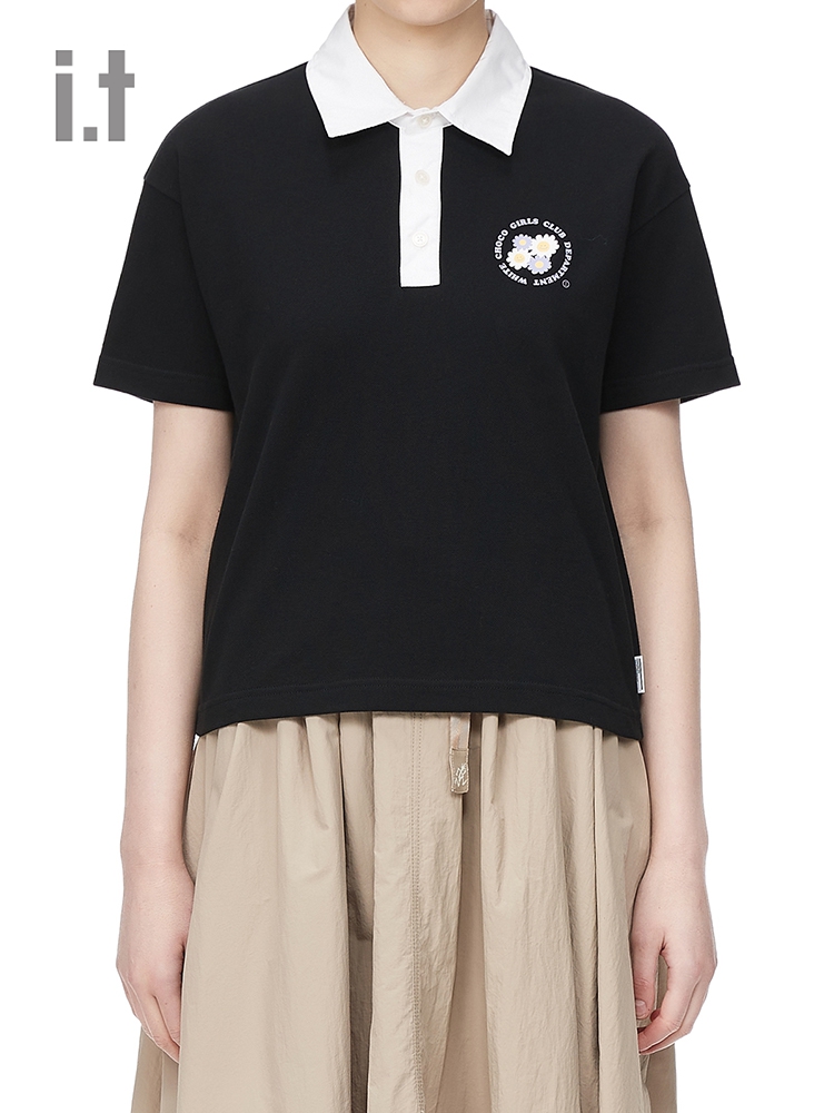 it :CHOCOOLATE女装短袖polo衫夏季青春休闲时尚上衣1723XUI